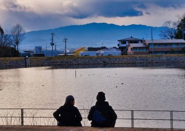 Looking across Nakayama Pond at dusk