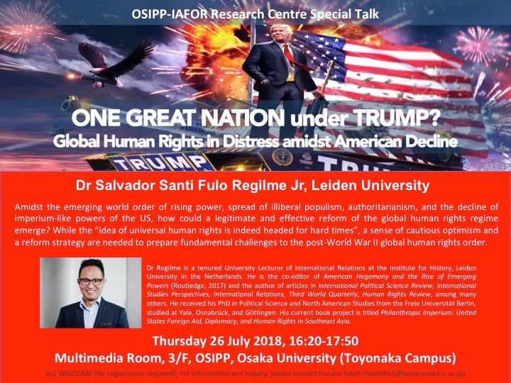 IAFOR Research Centre Special Talk One Great Nation under TRUMP?