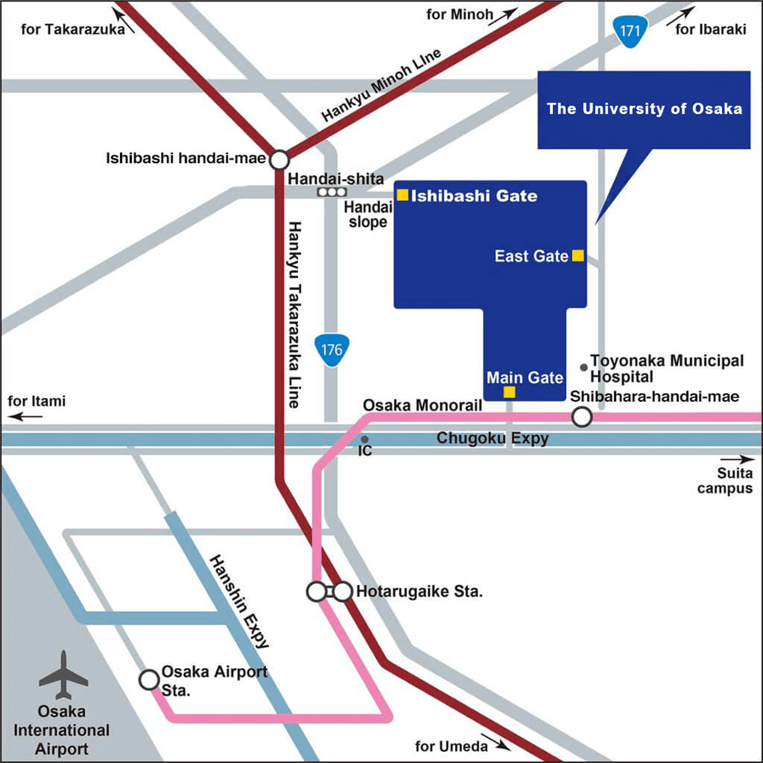 Access Map to Toyonaka Campus